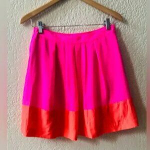 J.Crew Colorblock A-line Mini Skirt Sz 4 Pink Orange Full